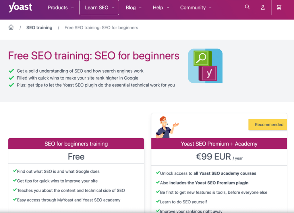 SEO Training for Beginners from Yoast Academy