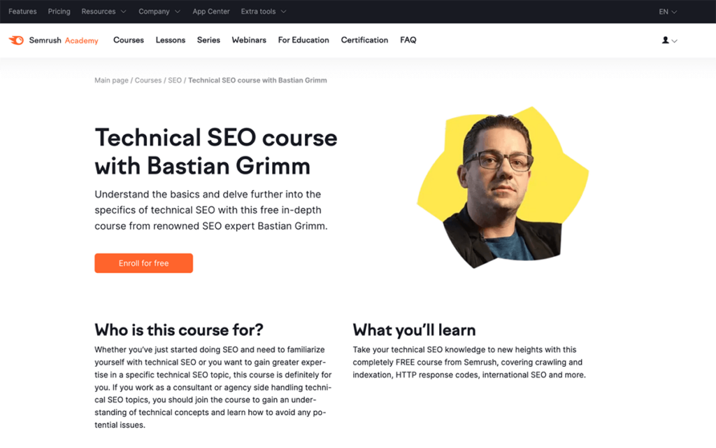 Technical SEO Course with Bastian Grimm