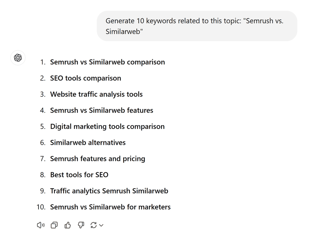 ChatGPT – Semrush vs. Similarweb – Prompt