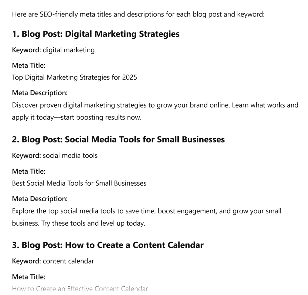 ChatGPT – SEO Optimized Meta Titles & Descriptions – Prompt