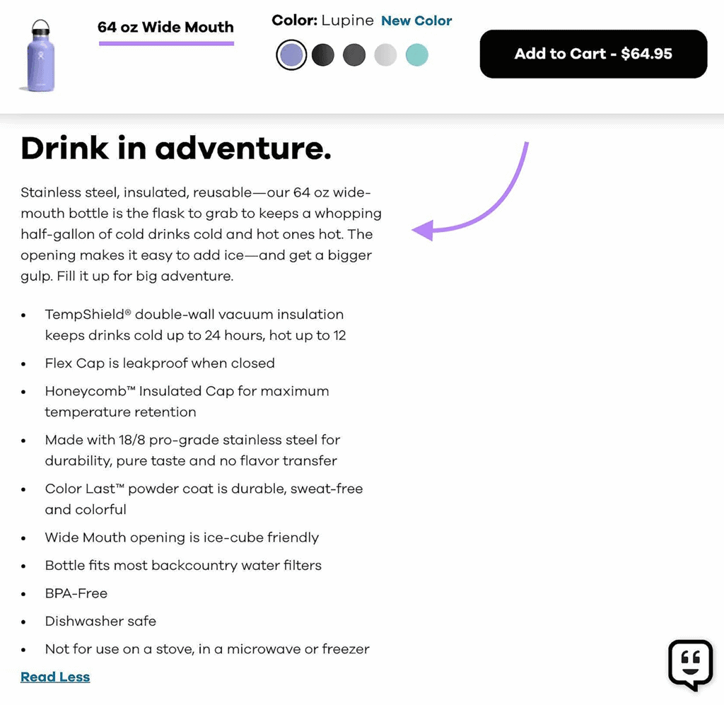 Clear product description