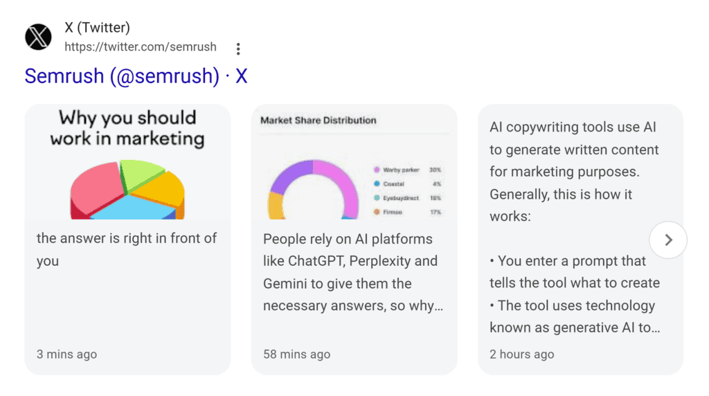 Google SERP – Semrush – X