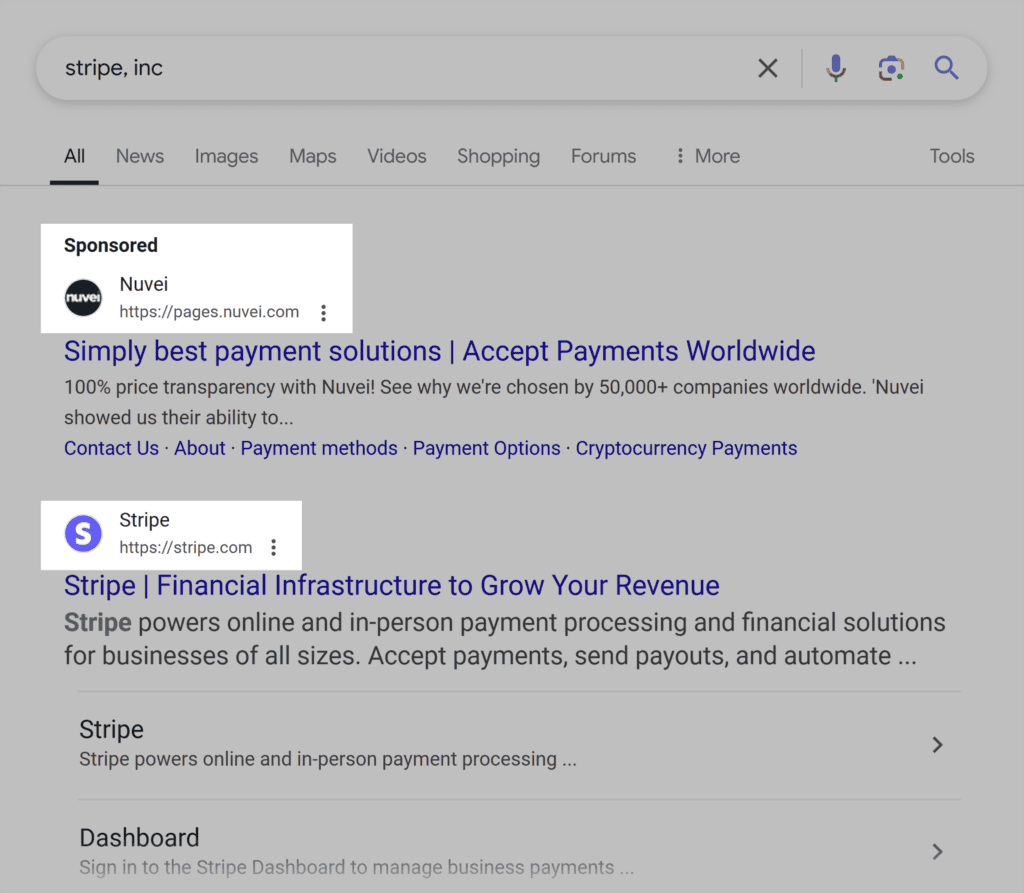 Google SERP – Stripe, Inc