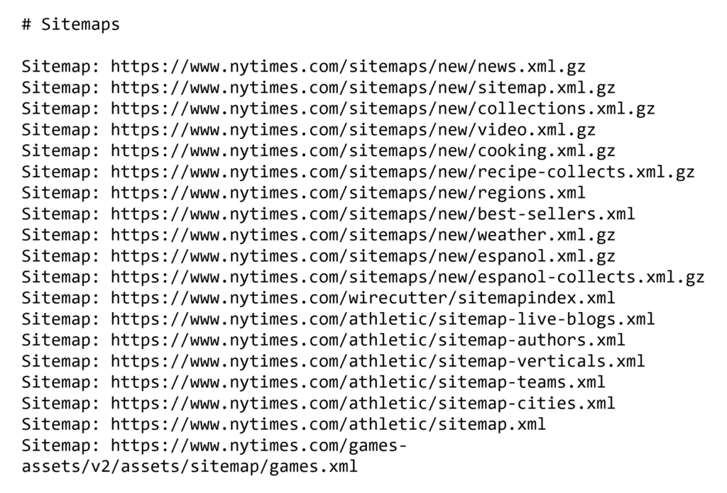 NYTimes – Sitemaps
