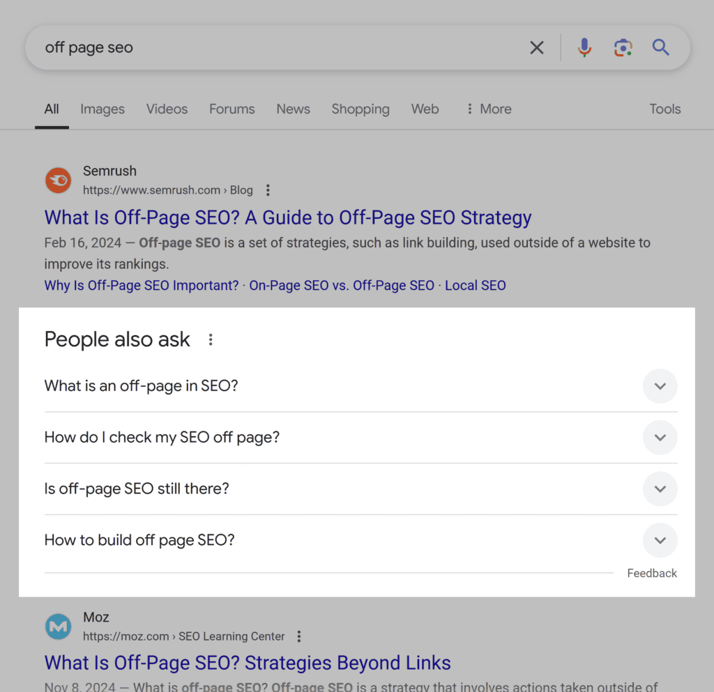People also ask – Off-Page SEO