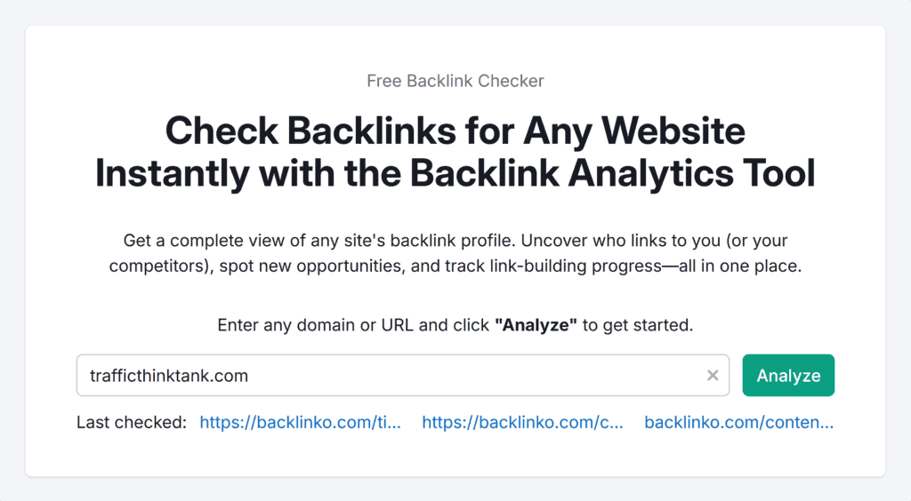 Semrush – Free Backlink Checker – TTT