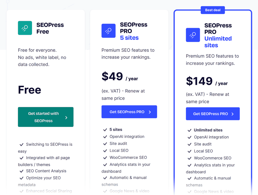 SEOPress – Pricing
