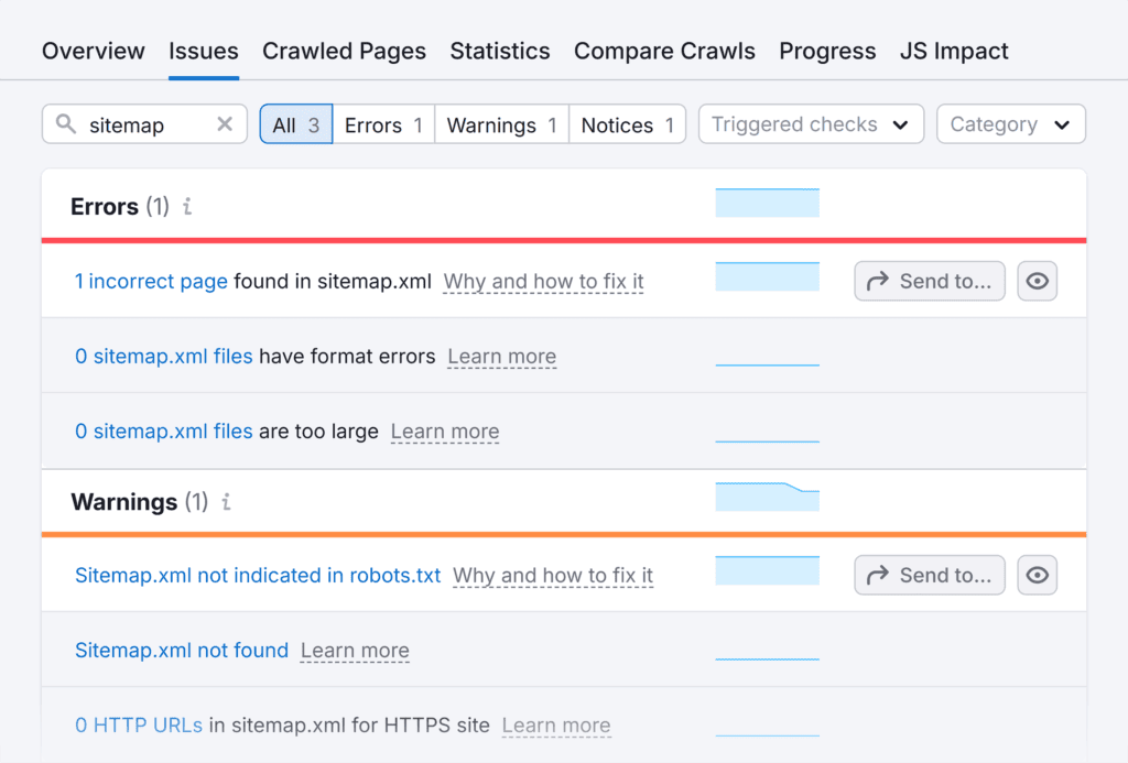 Site Audit – TTT – Issues – Sitemap