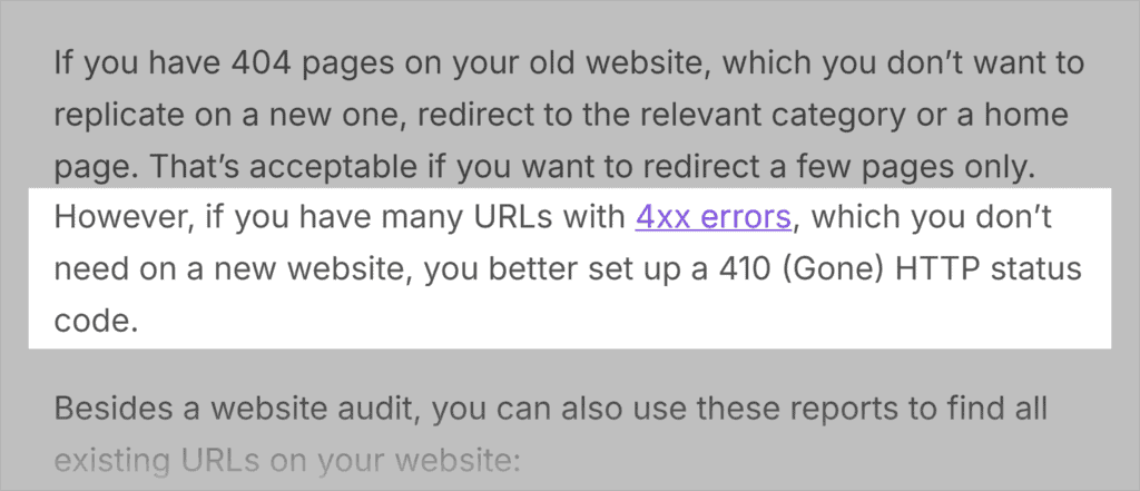 TTT – SEO Migration Checklist – Link to 4xx error guide