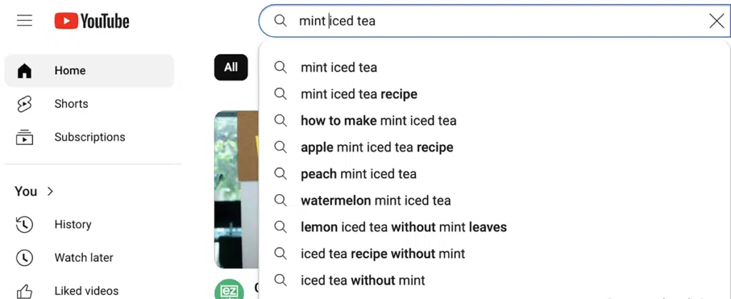 YT search mint iced tea