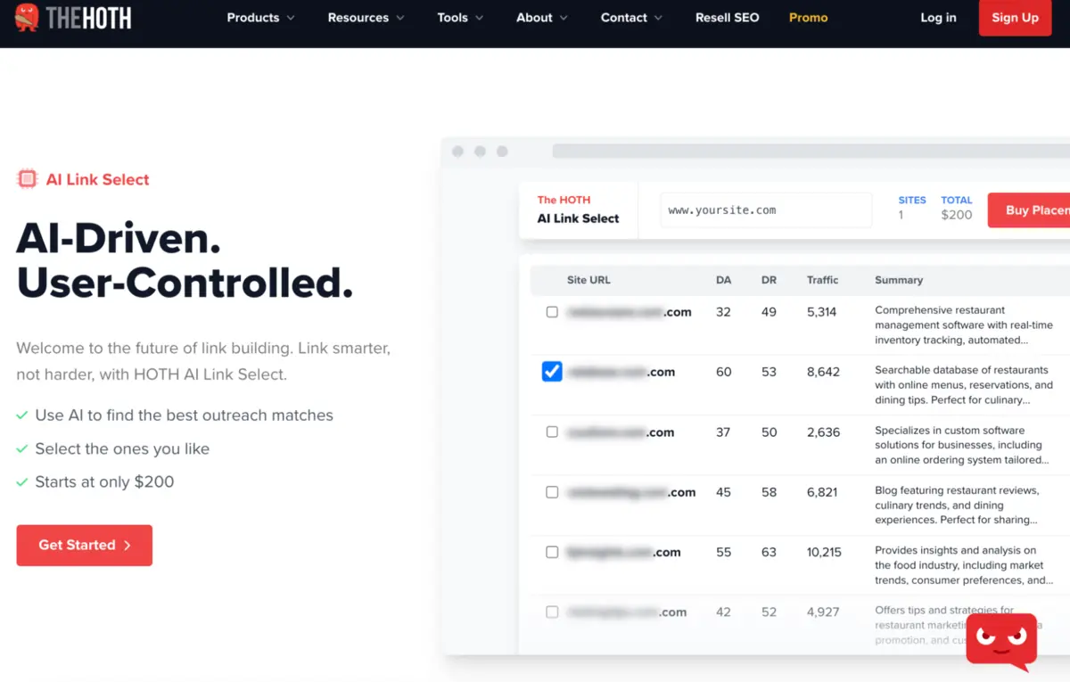 The Hoth homepage screenshot