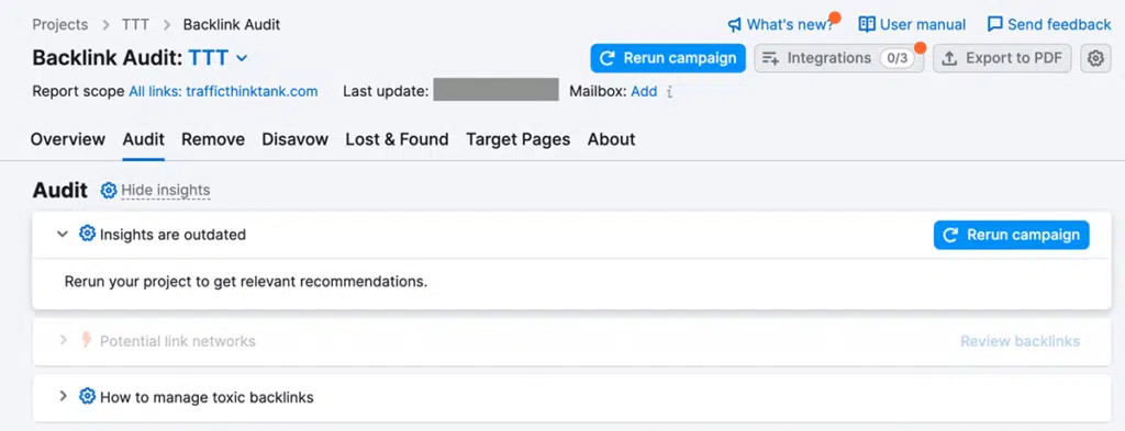 Semrush Backlink Audit Tool